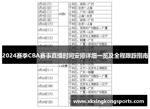 2024赛季CBA赛事直播时间安排详细一览及全程跟踪指南